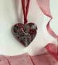 Red, black and white abstract wooden heart - Image 1
