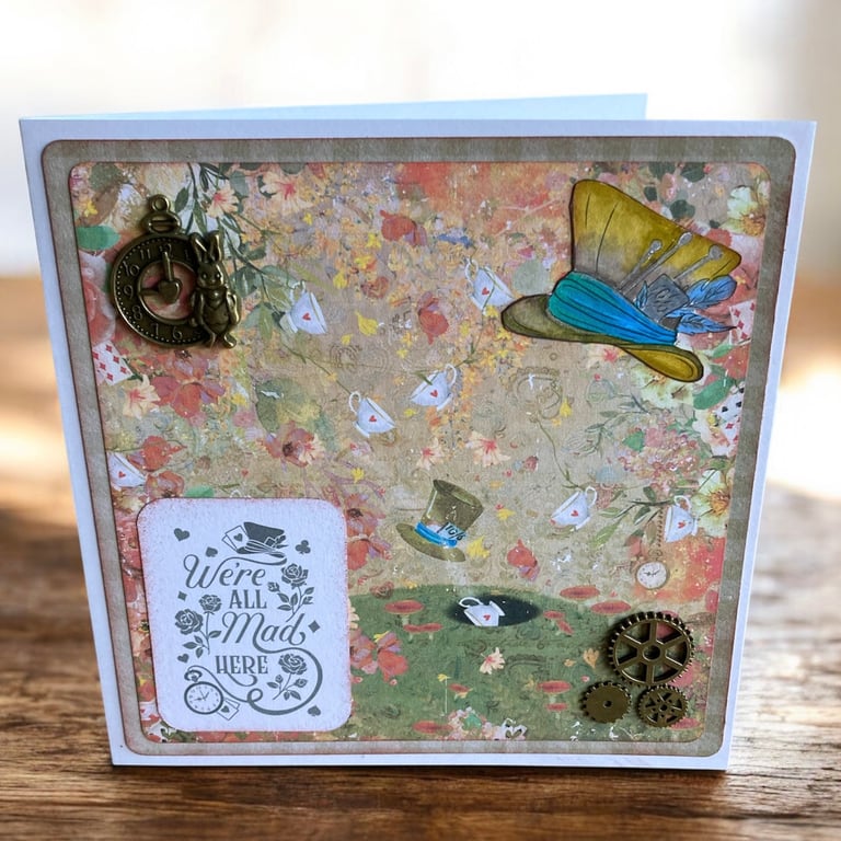 Alice in Wonderland “We’re All Mad Here” Layered Card