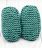 Hand Knitted baby booties and hat set Green and Light Blue - 0-3 months - Image 3