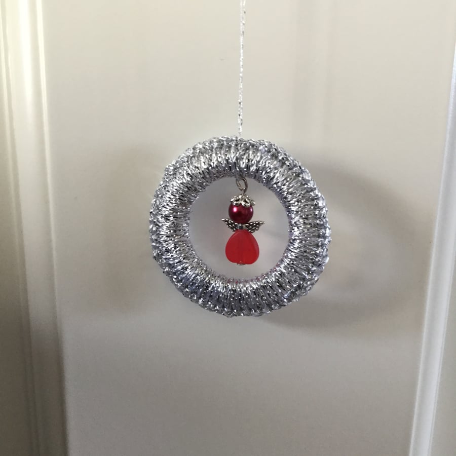 Crochet Christmas Decoration with a Beaded Angel.