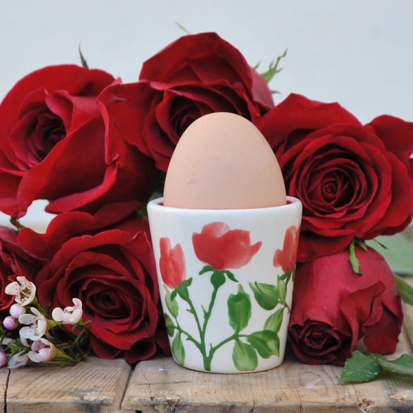 English Rose Egg Cup - Hand Painted