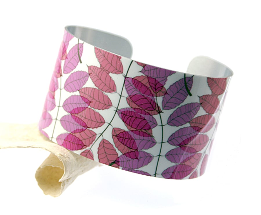 Cuff bracelet, women's nature jewellery, leaves and foliage design - B07