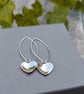 Sterling Silver Hammered Heart Long Earrings - JBJ1106
