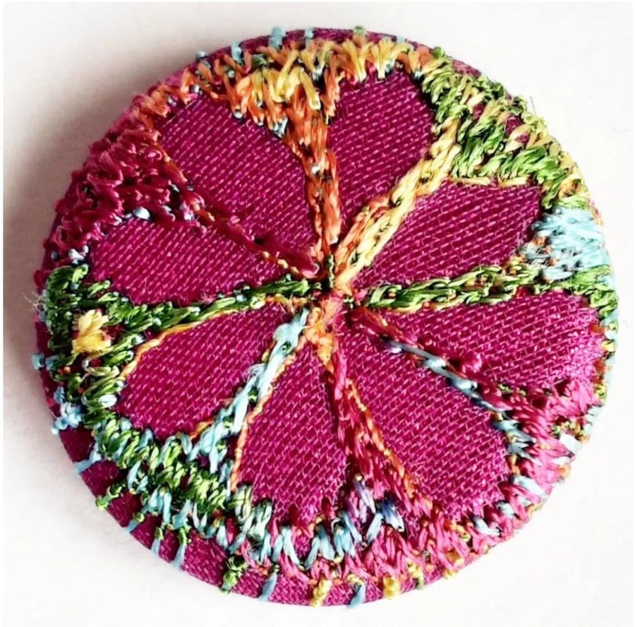 Buttons 1 inch button Hand Dyed Silks and Cottons Free Machine Embroidery Button