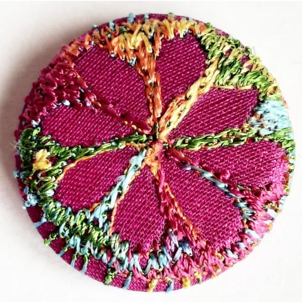 Buttons 1 inch button Hand Dyed Silks and Cottons Free Machine Embroidery Button