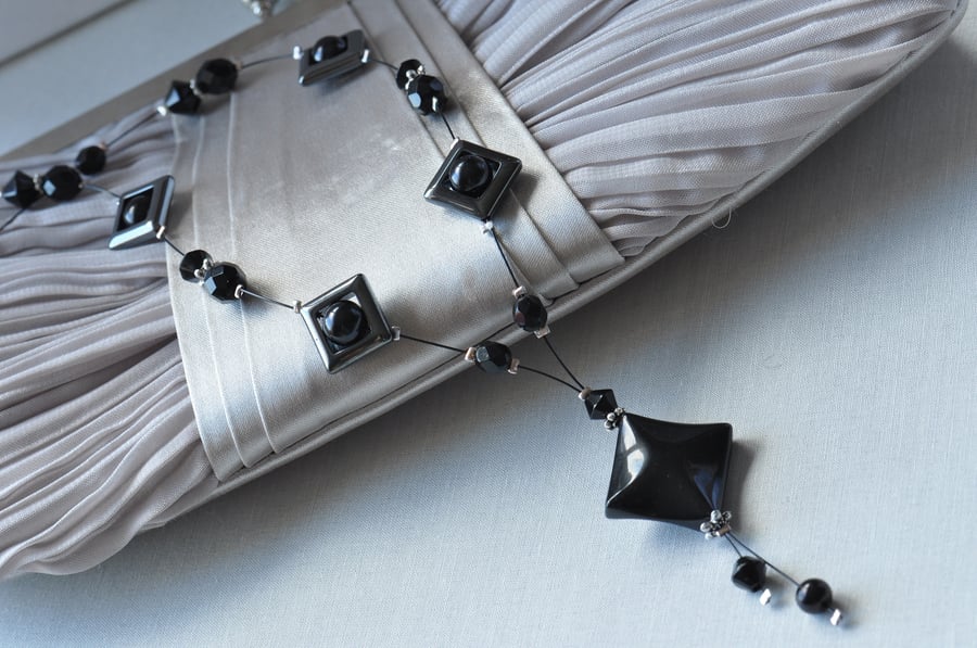 Black Agate & Hematite Beaded Handmade Necklace