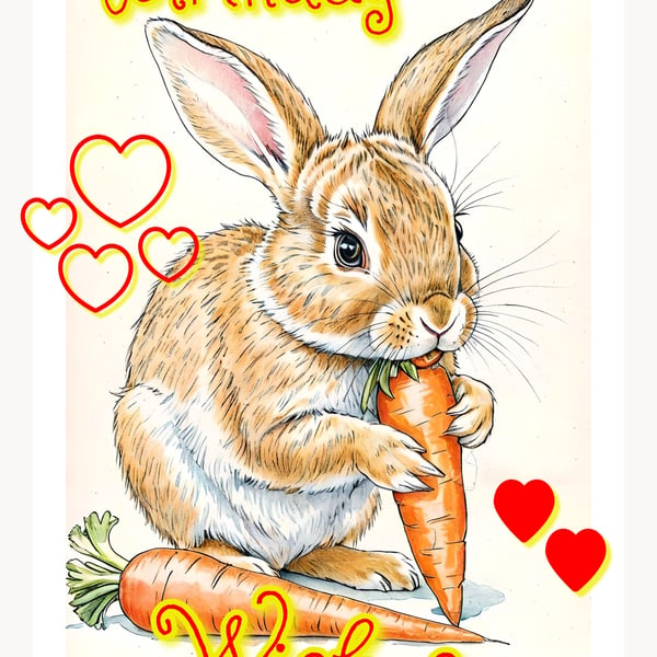 Birthday Wishes Rabbit Card A5