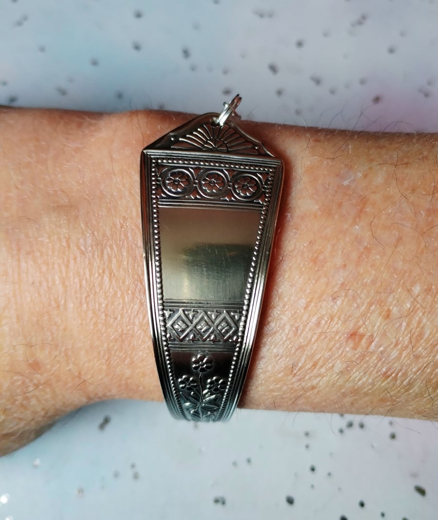 Unique handmade silver plated vintage spoon handle bracelet. 