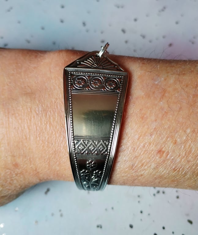 Unique handmade silver plated vintage spoon handle bracelet. 