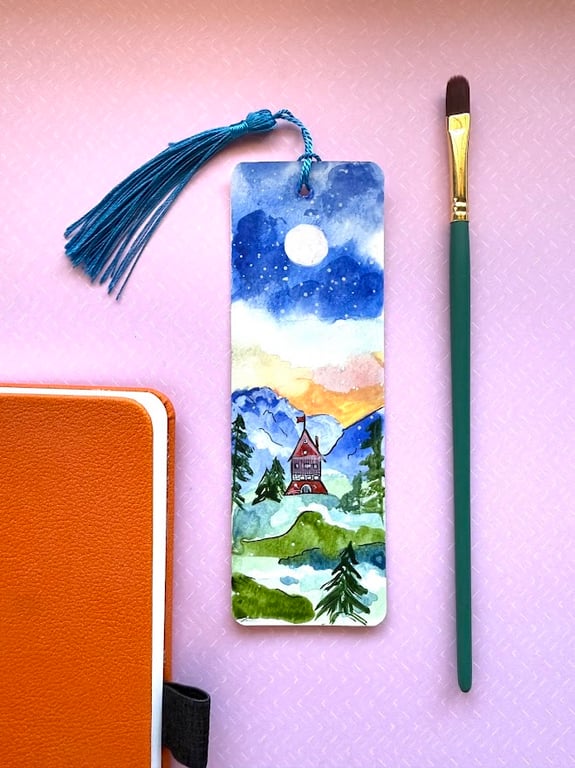 Watercolour floral bookmark, handpainted 