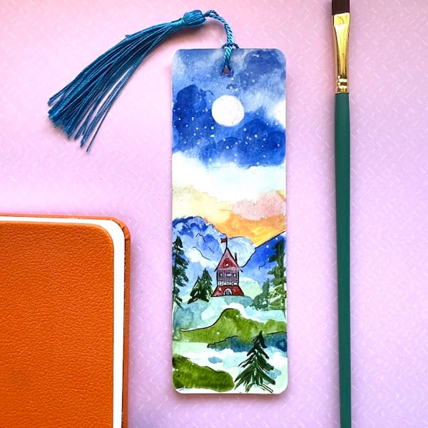 Watercolour floral bookmark, handpainted 