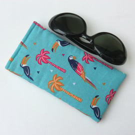 Glasses, sunglasses soft case, fun bird fabric