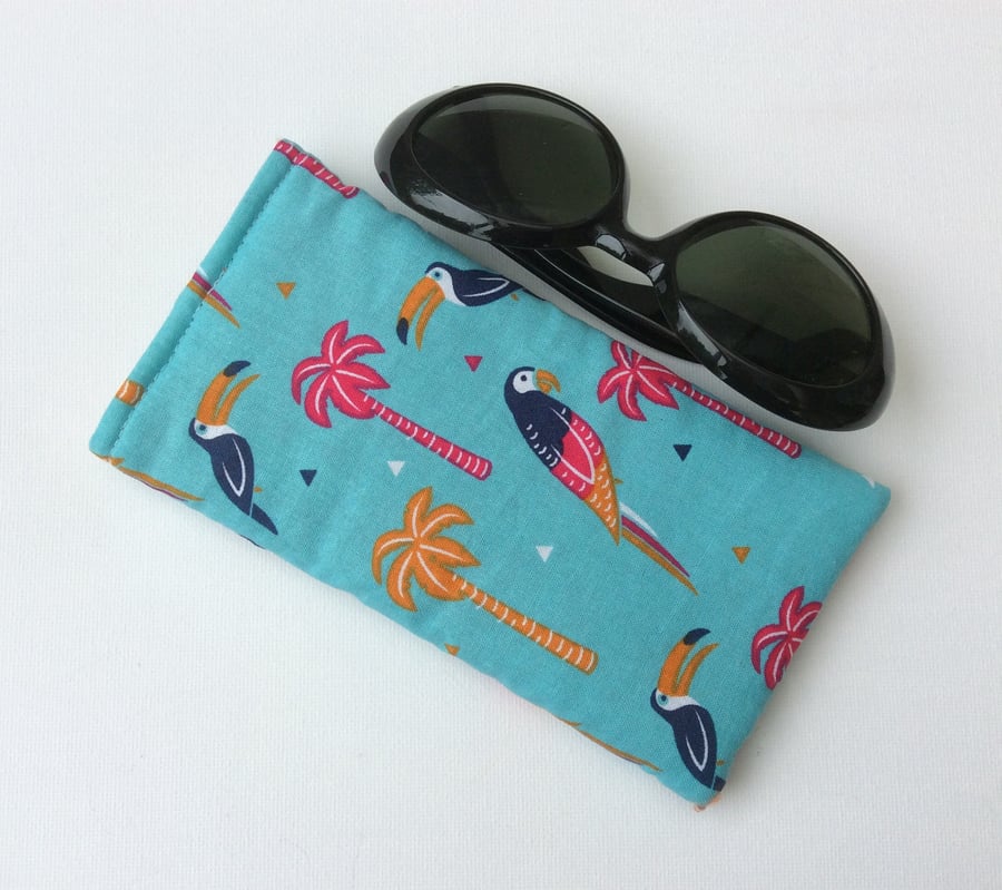 Glasses, sunglasses soft case, fun bird fabric