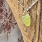 Sea glass necklace, yellow sea glass necklace