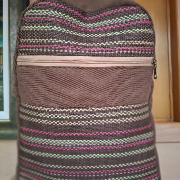 Brown stripy backpack