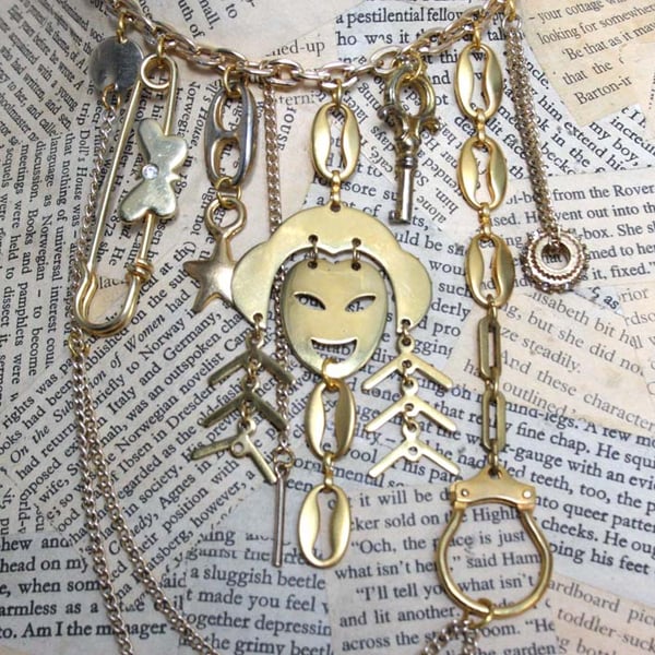 Statement Gold Tone Kitsch Punk Multi Charm But... - Folksy