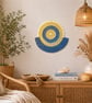 Blue, Off White & Shell Semi Circle Macrame Wall, Shelf & Console Table Decor - Image 1