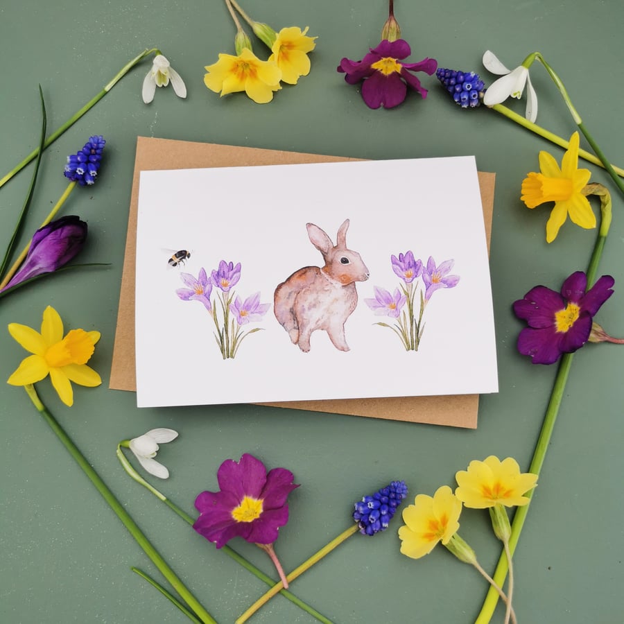 Rabbit A6 Greetings Card, Spring Greetings Cards