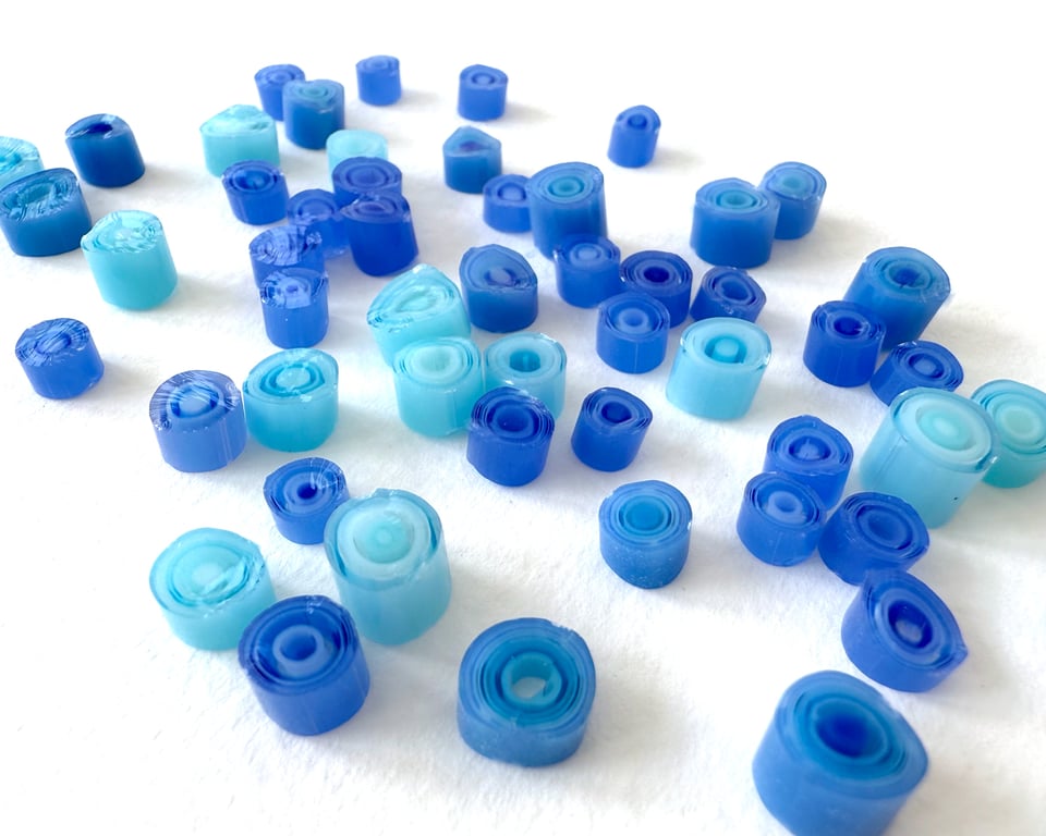 20g blue concentric circles murrini made with Bullseye 90coe glass