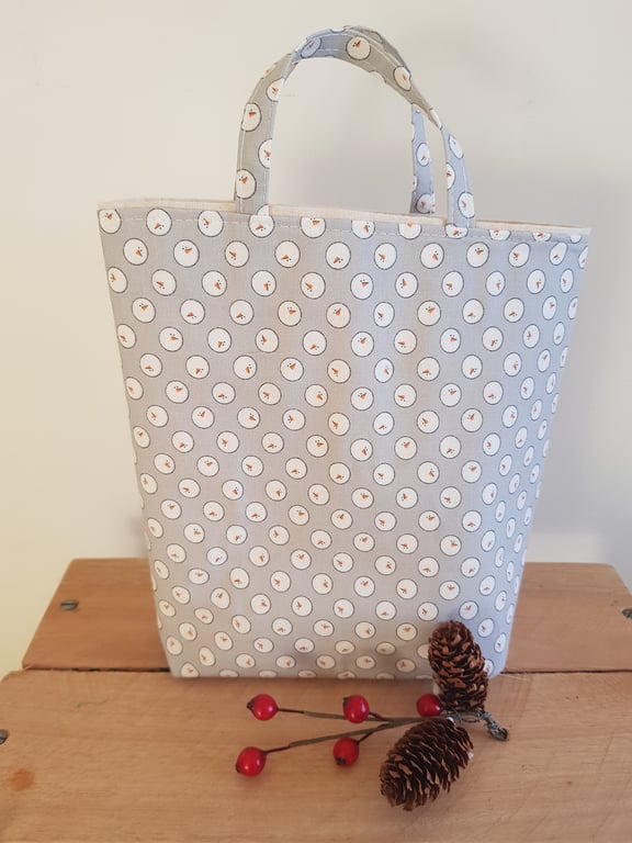  Christmas reusable gift bag: snowmen on grey