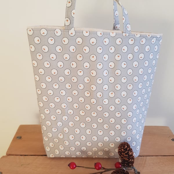  Christmas reusable gift bag: snowmen on grey