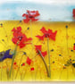 Fused Glass Poppy Meadow Art: Countryside Canvas Wall Hanging - Image 6