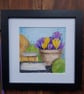 Crocuses, books and yarn - original artwork, framed - Image 1
