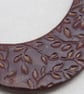 Dark Copper Leaf Pattern Ceramic Crescent Bib Pendant - Image 3