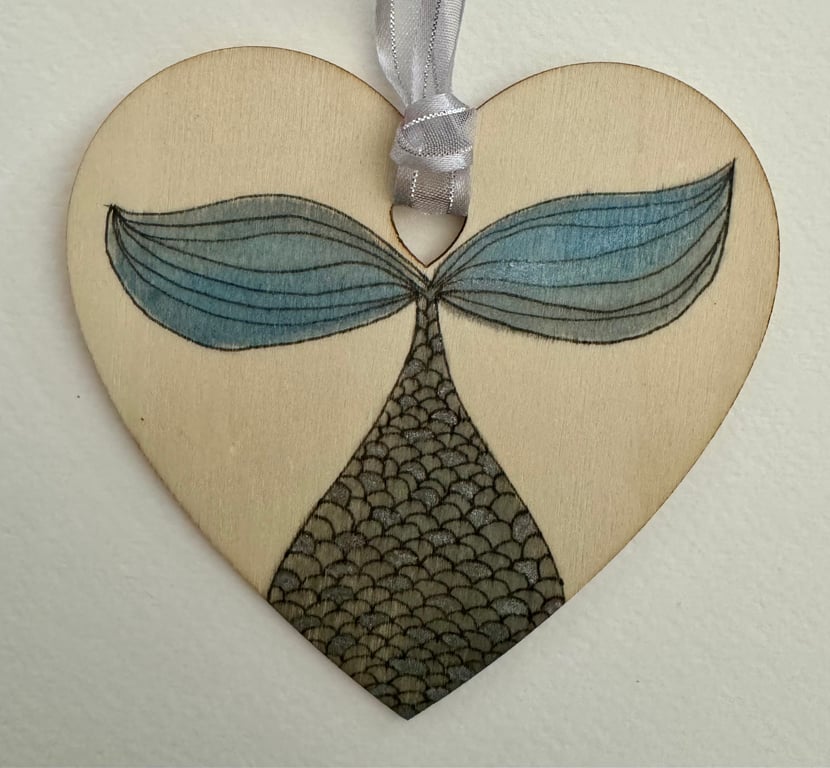 Shimmering Grey Mermaid Tail Hanging Decoration 
