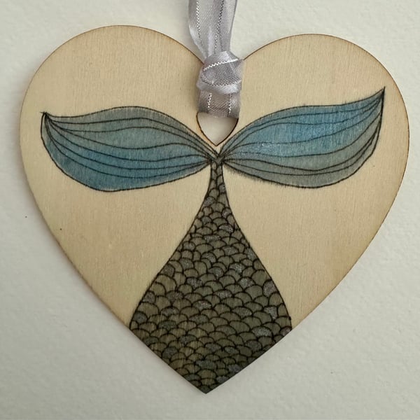 Shimmering Grey Mermaid Tail Hanging Decoration 