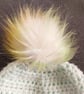 Matching ladies and baby green crocheted hats with detachable faux fur pompoms  - Image 6