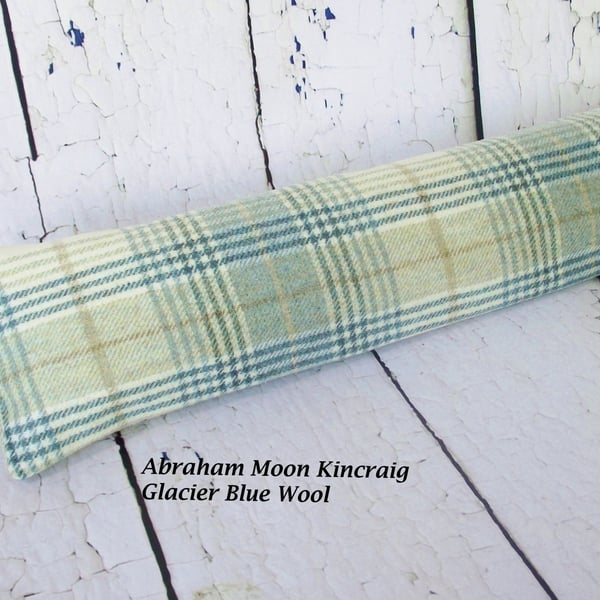 Abraham Moon Kincraig Glacier Blue fabric Wool Fabric Draught Excluder 