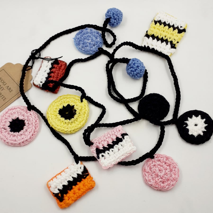 Crochet Liquorice Allsorts Mini Bunting for Dad