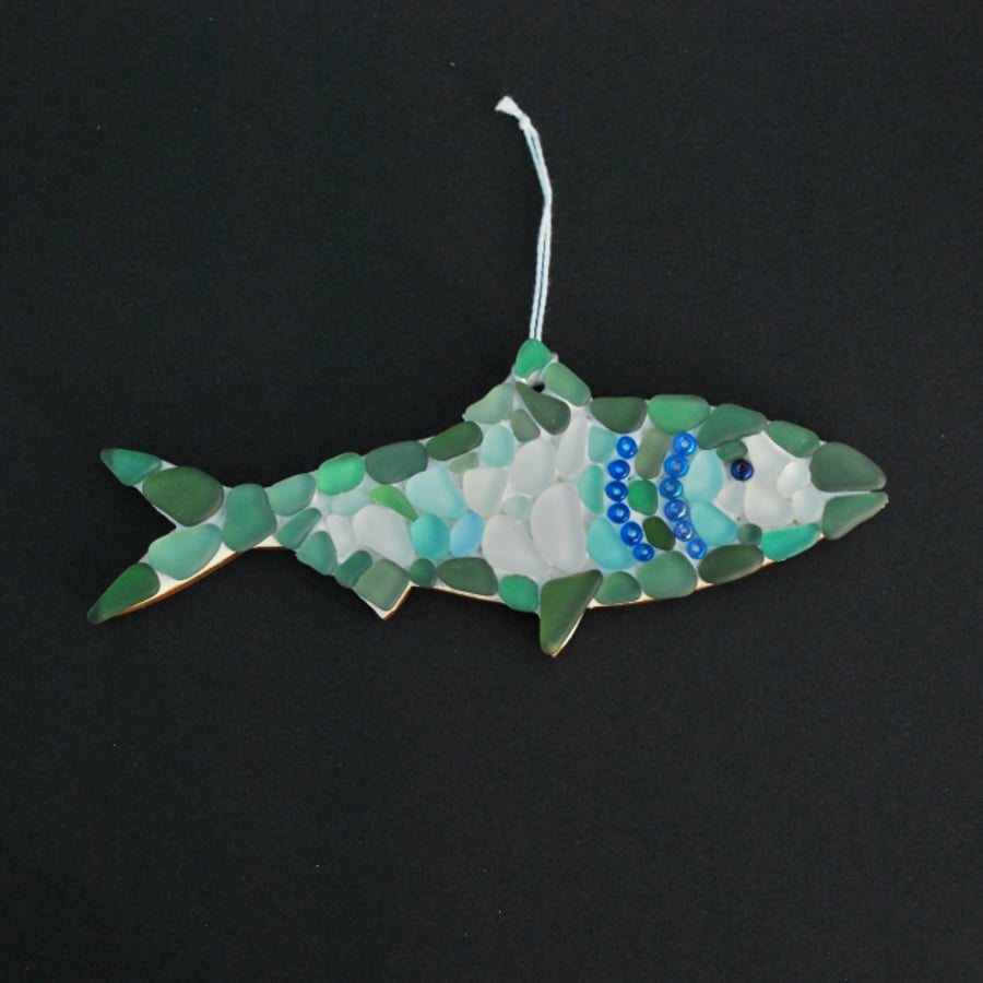 Beach glass mosaic fish