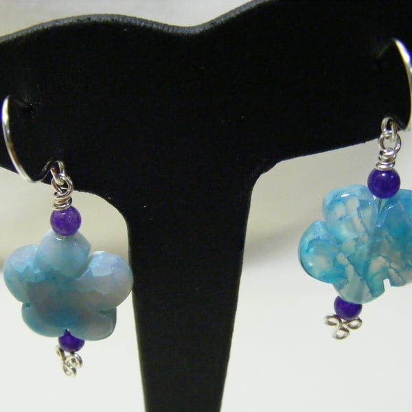 Blue and Purple Gemstone Earrings