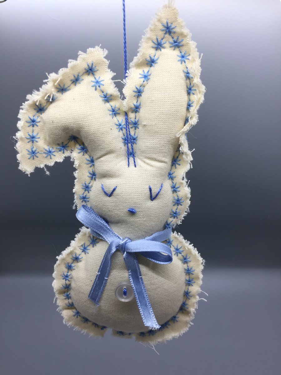 Blue and cream Easter rabbit decoration