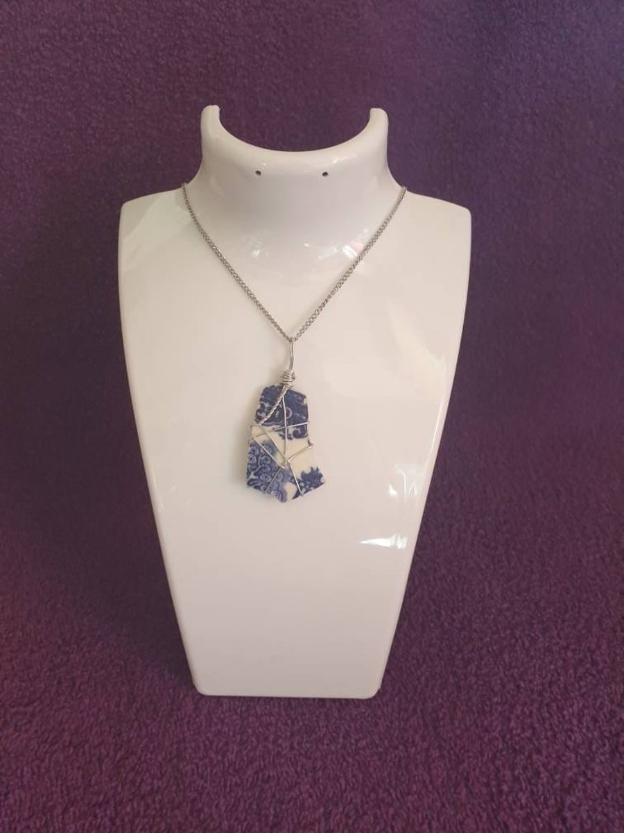 Wire Wrapped Willow Pattern Pendant