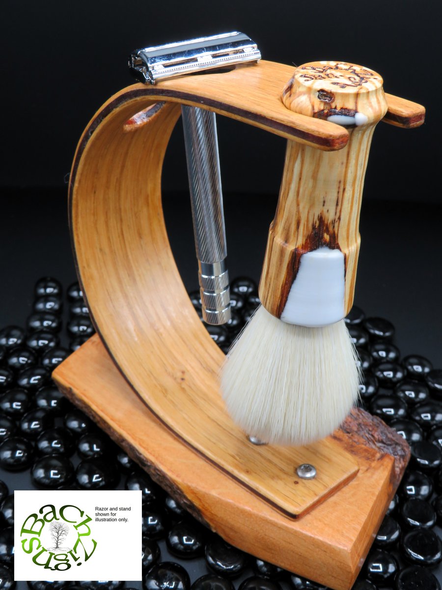 Handcrafted Shaving Brush Beech & White resin.SKU–SB 11