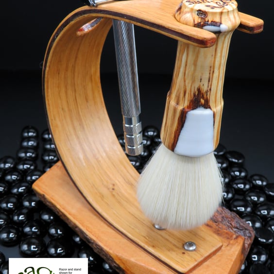 Handcrafted Shaving Brush Beech & White resin.SKU–SB 11
