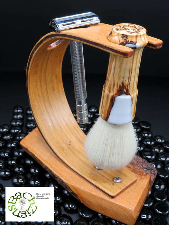 Handcrafted Shaving Brush Beech & White resin.SKU–SB 11