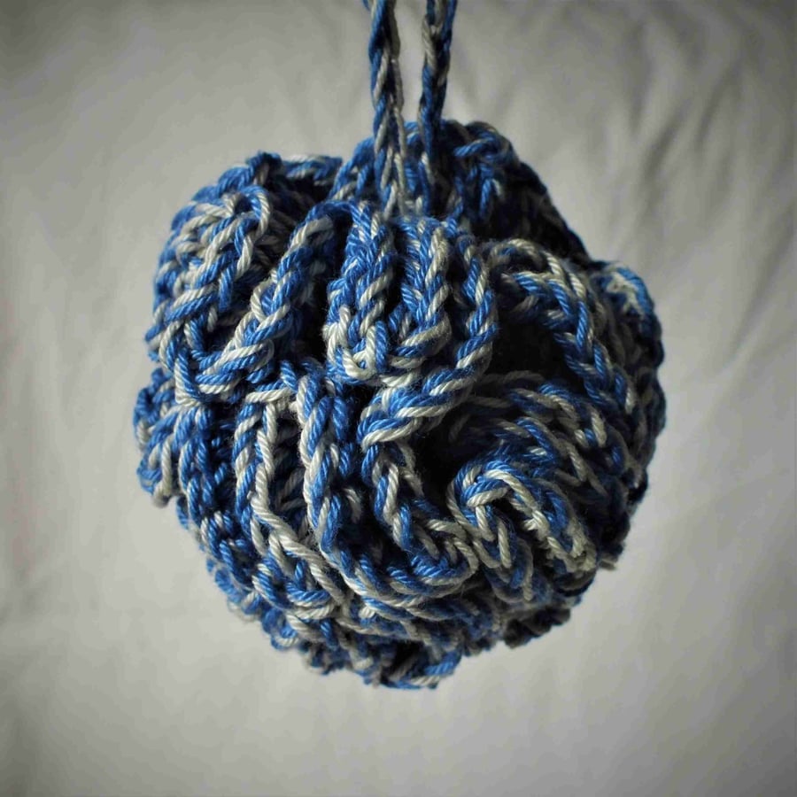 Crocheted shower scrunchie - blue or coral available