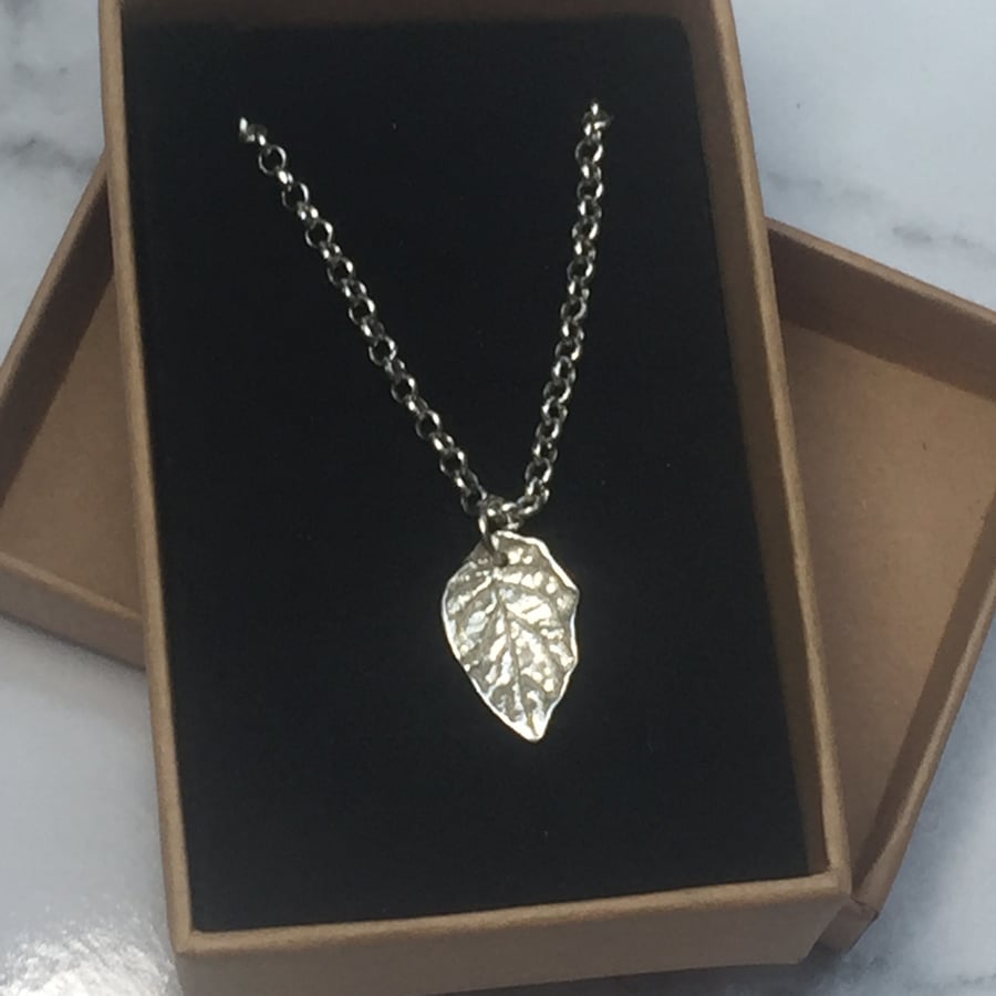 Leaf Pendant Handmade From Recycled Silver