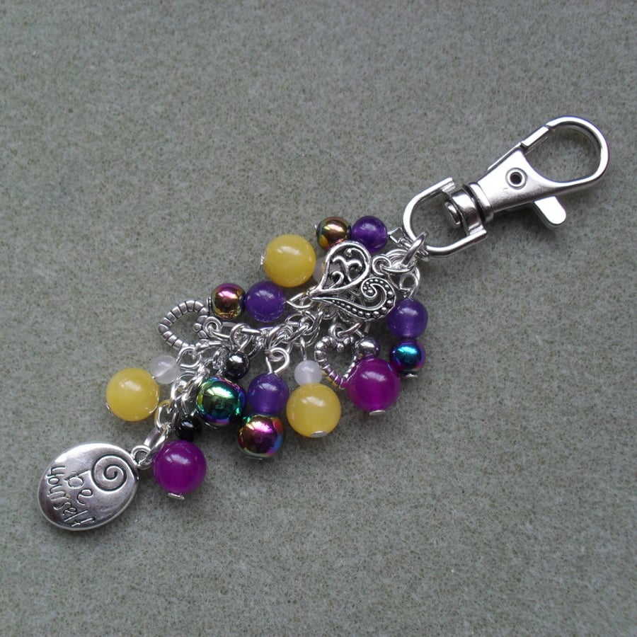 Be Yourself Bag Charm Silver Tone