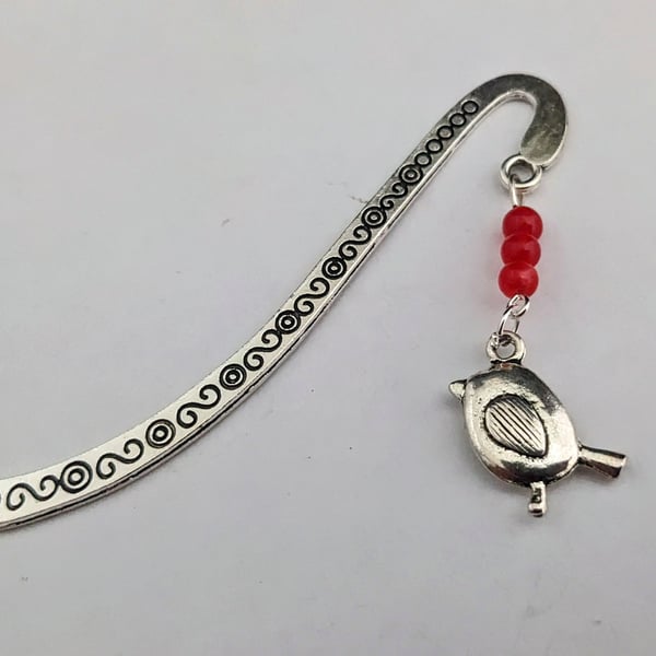 Tibetan silver bookmark with robin charm