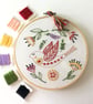 Folk Art Embroidery Kit - Folk Art Bird Embroidery Kit, Hand Embroidery - Image 1