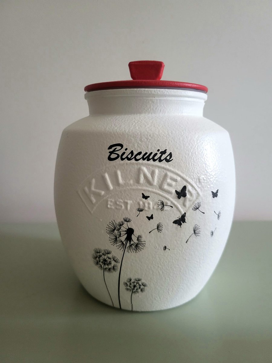 Dandelion wishes hand painted and decoupaged  2ltr Kilner jar 