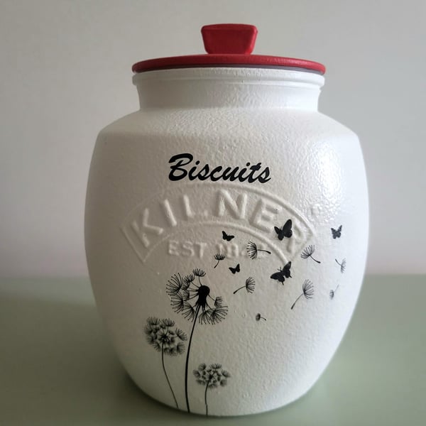 Dandelion wishes hand painted and decoupaged  2ltr Kilner jar 