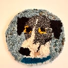 Cute dog punch needle textile wall hanging