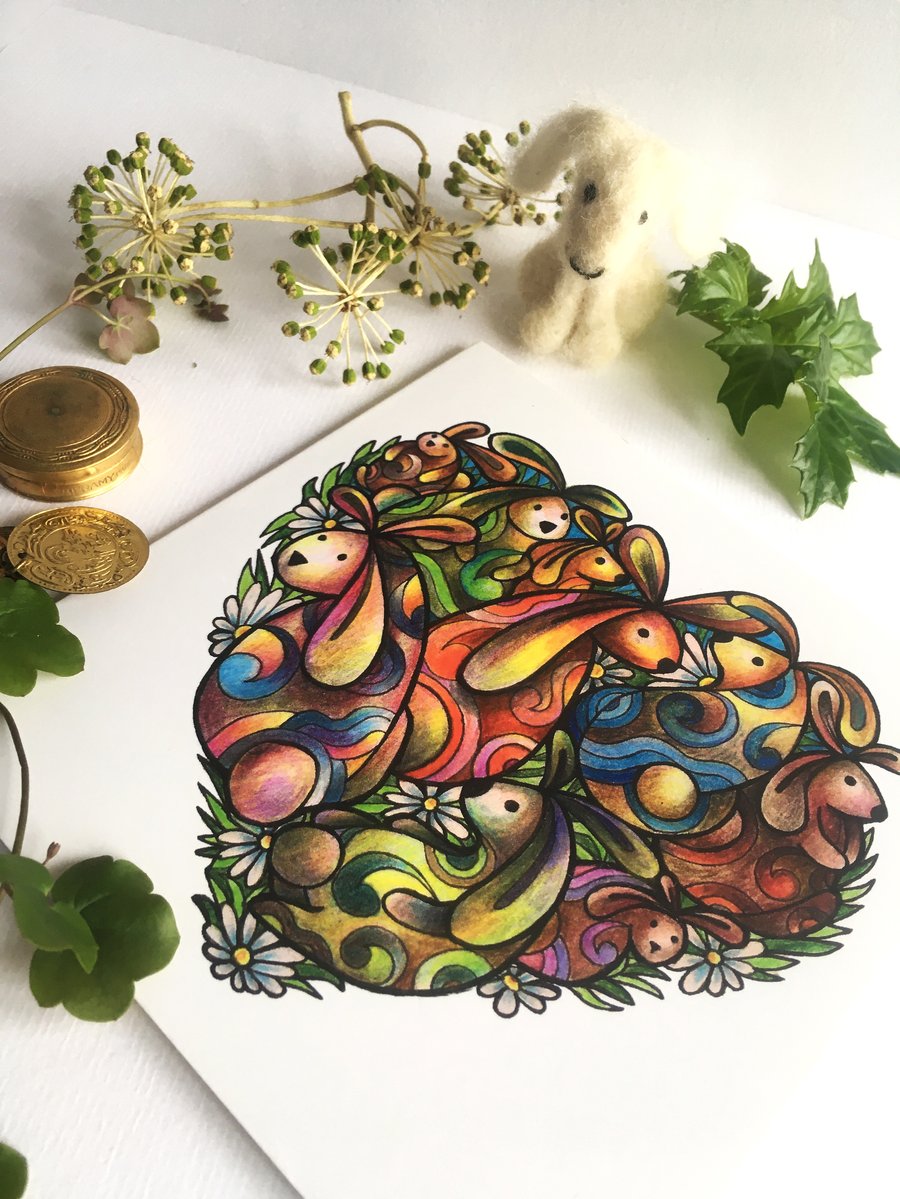 LOVE Rabbits Greetings Card