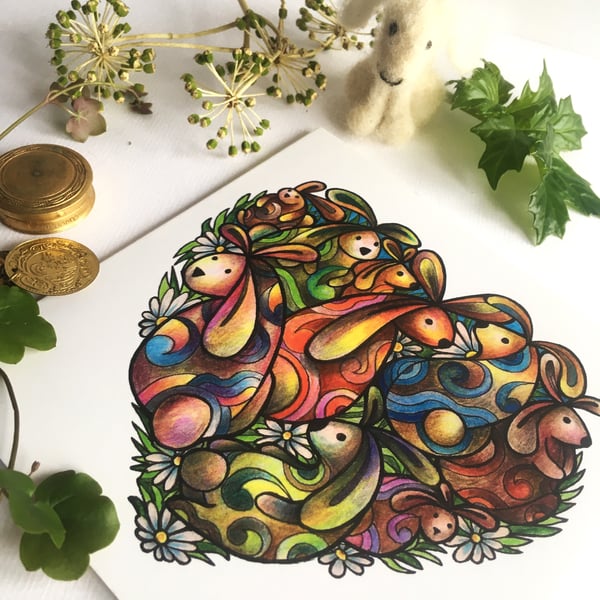 LOVE Rabbits Greetings Card